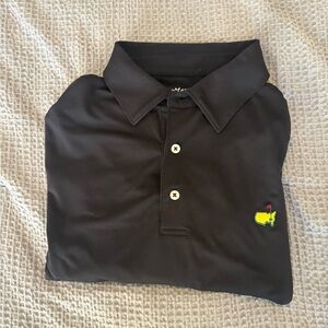 Masters Black Polo Shirt with Yellow Logo